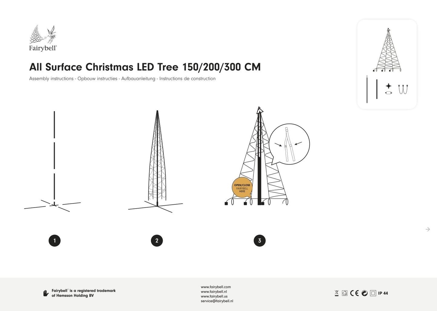 Fairybell All-Surface | 1.5 metres | 240 LED lights | Including mast | Warm White