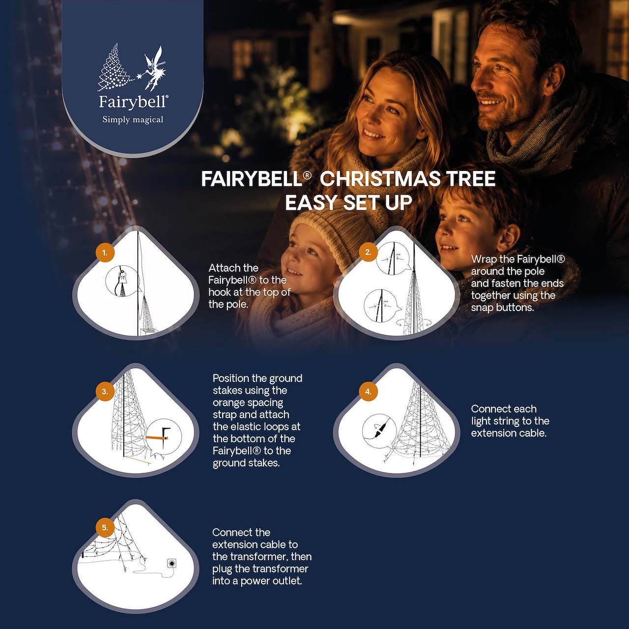Fairybell Standard | 6 metre | 1200 LED lights | Including pole | Warm white | Twinkle