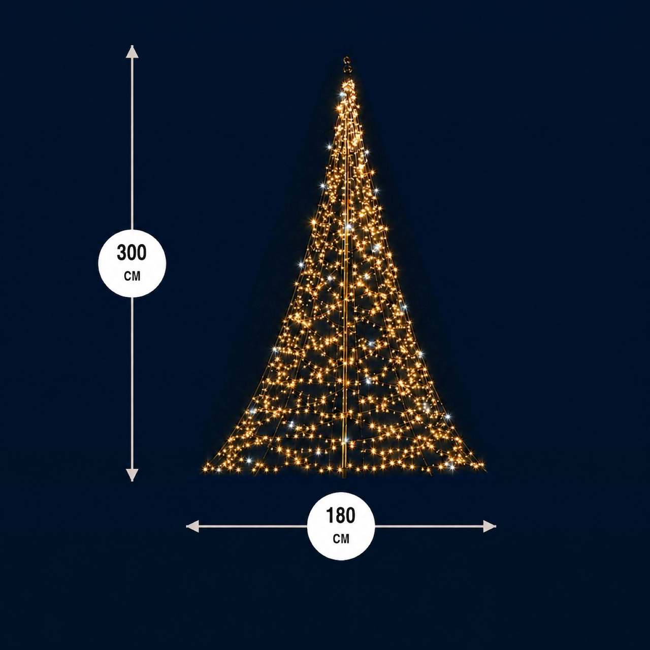 Fairybell Standard | 3 metre | 480 LED lights | Including pole | Warm white | Twinkle