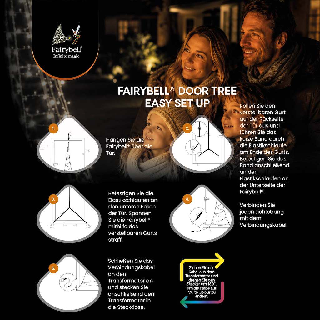 Fairybell Premium | Deurkerstboom | 2,1 meter | 120 LED-lampjes | Luminous Switch |