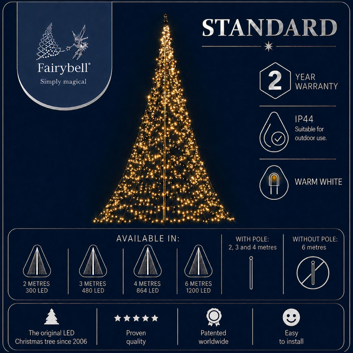 Fairybell Standaard | 6 meter | 1200 LED-lampjes | Warm wit | Pre-order