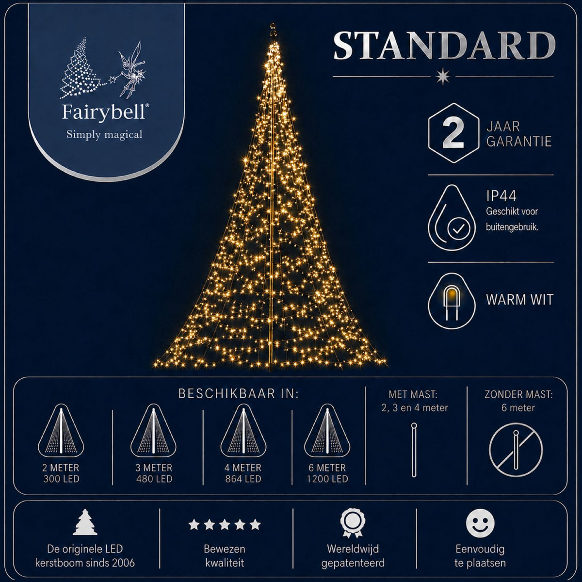Fairybell Standaard | 6 meter | 1200 LED-lampjes | Warm wit | Pre-order