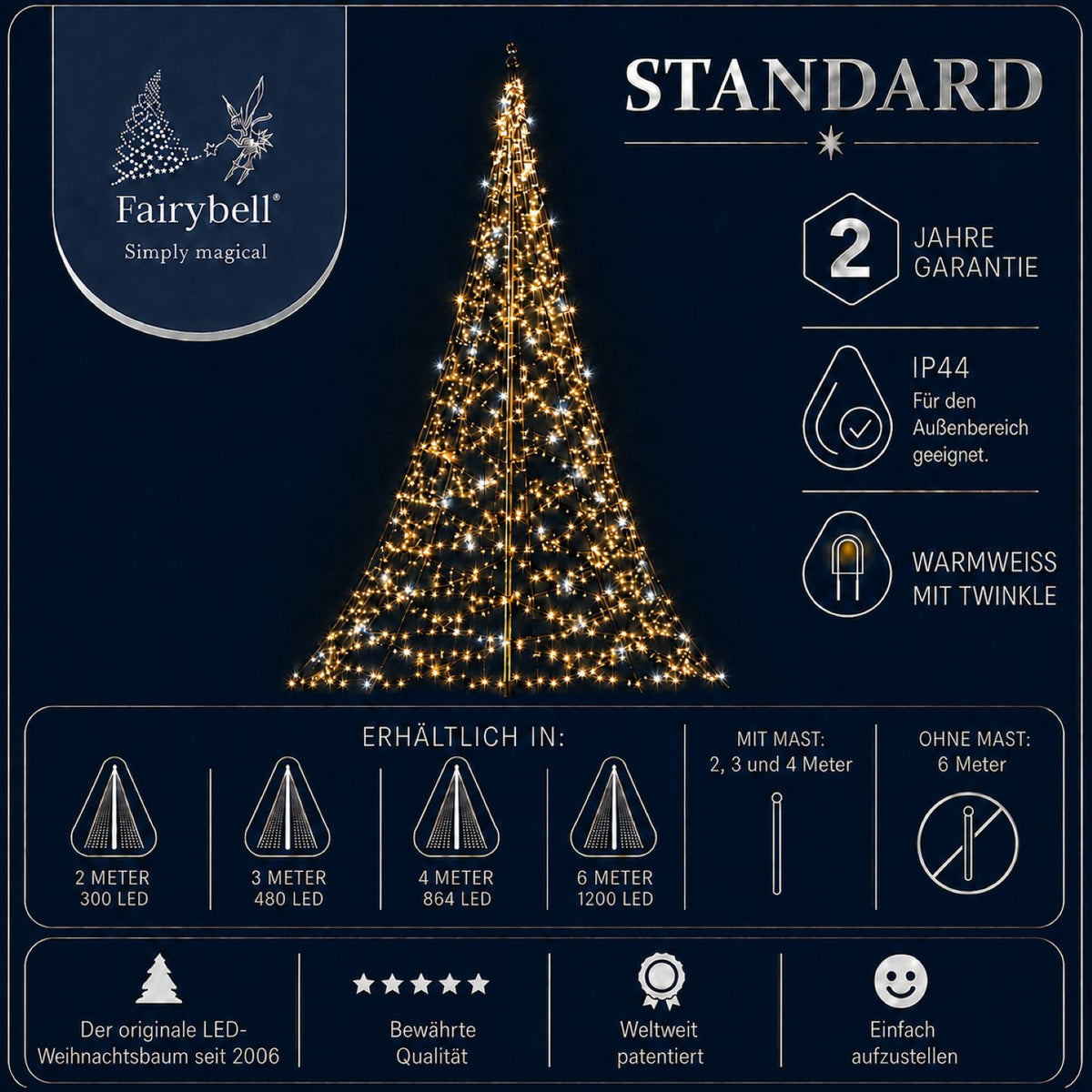 Fairybell Standaard | 6 meter | 1200 LED-lampjes | Warm wit | Twinkle | Pre-order