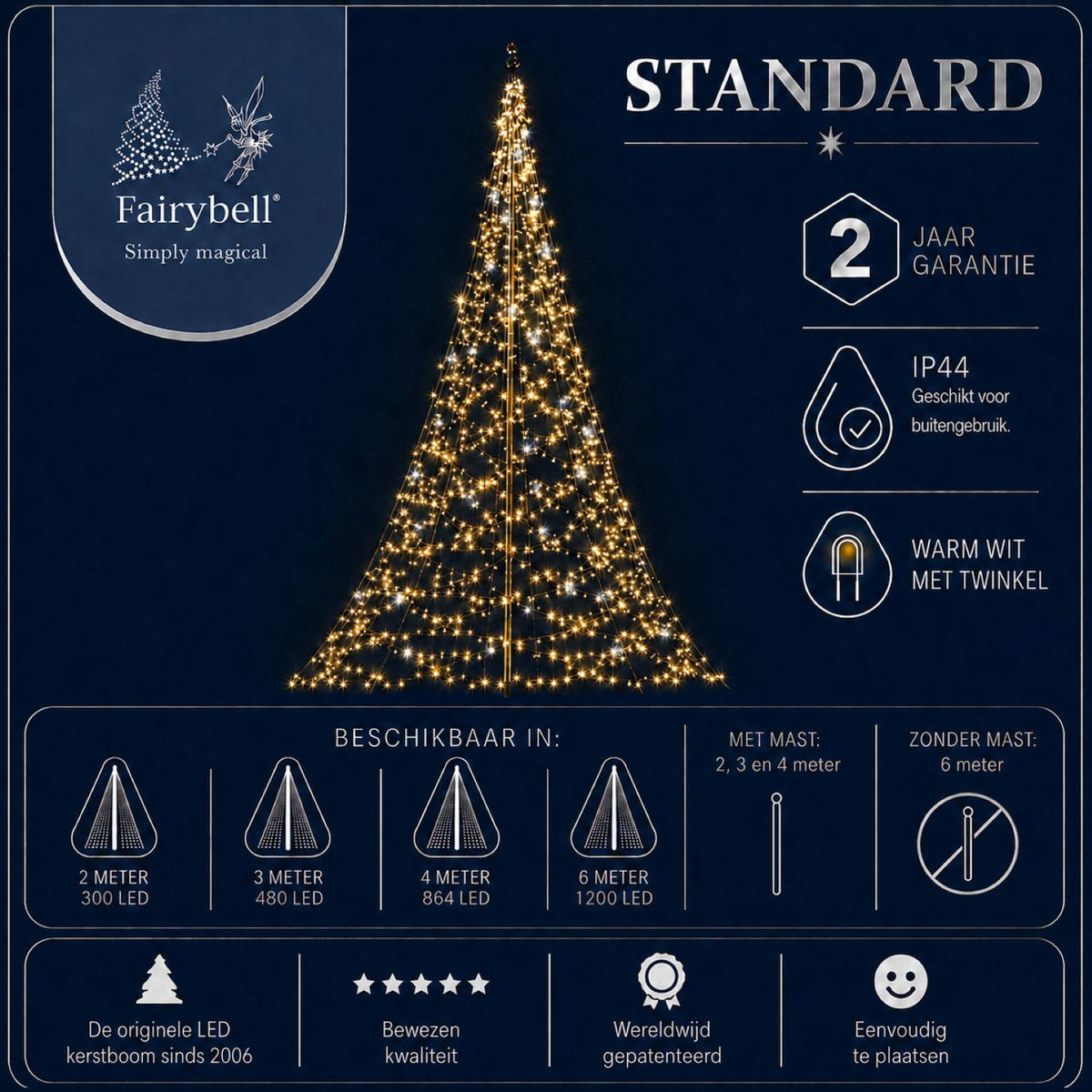 Fairybell Standaard | 6 meter | 1200 LED-lampjes | Warm wit | Twinkle | Pre-order