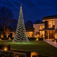 Fairybell Premium 10 metre 2048 LED in multicolour mode in the garden of a modern villa in the evening