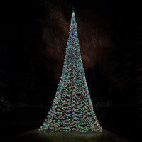 Fairybell Premium 10 metre 8000 LED with coloured lights in multicolour mode outdoors at night