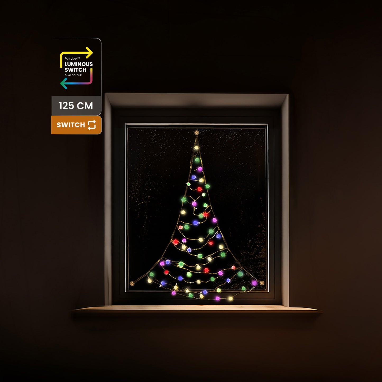Fairybell Premium | Window Christmas Tree | 1.25 metre | 64 LED lights | Luminous Switch |