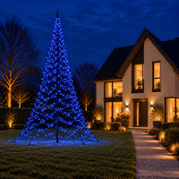 Fairybell Pro 8 metre in blue light on the lawn outside a modern family home