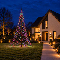 Fairybell Pro 7 metre with multicoloured lights in the garden of a modern house