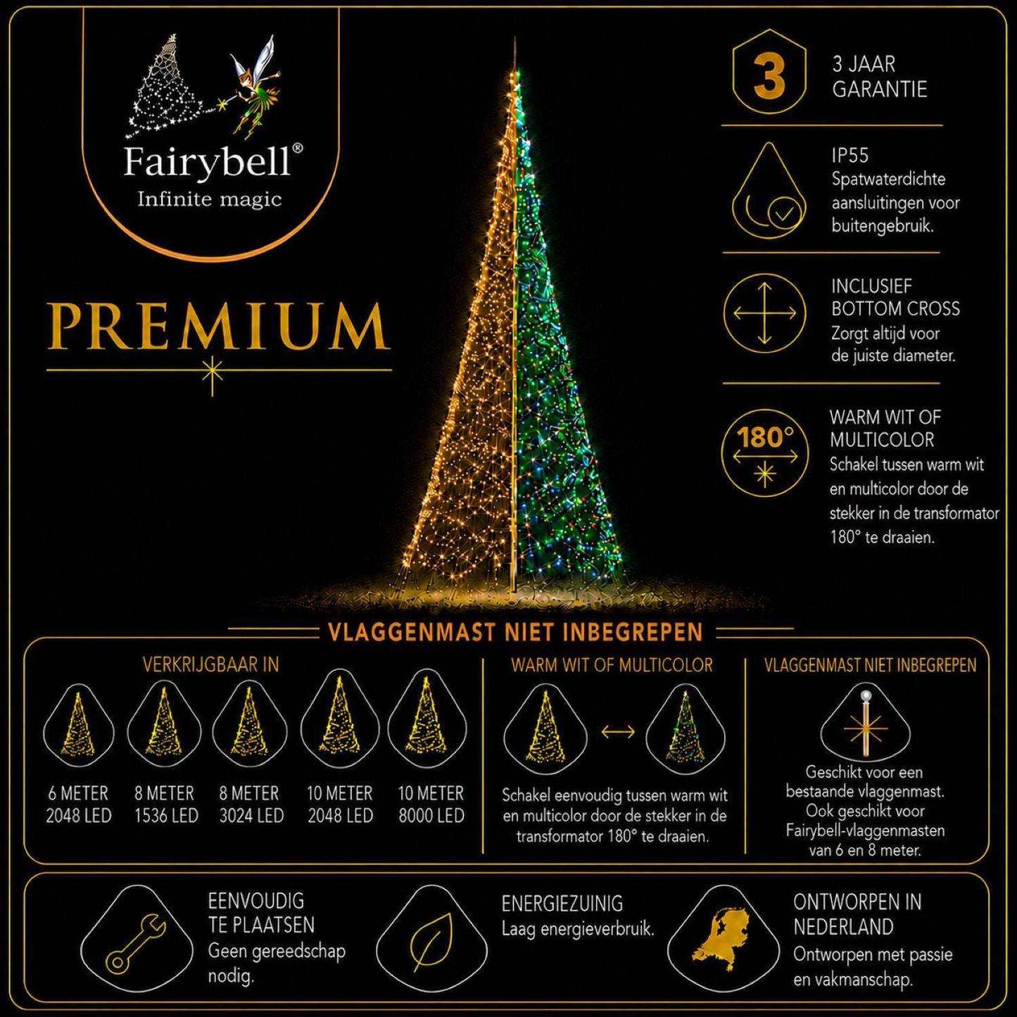 Fairybell Premium | 10 meter | 8000 LED-lampjes | Luminous Switch |