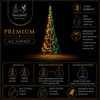 Fairybell Premium | 2 metre | 256 LED lights | Including pole | Luminous Switch | All Surface