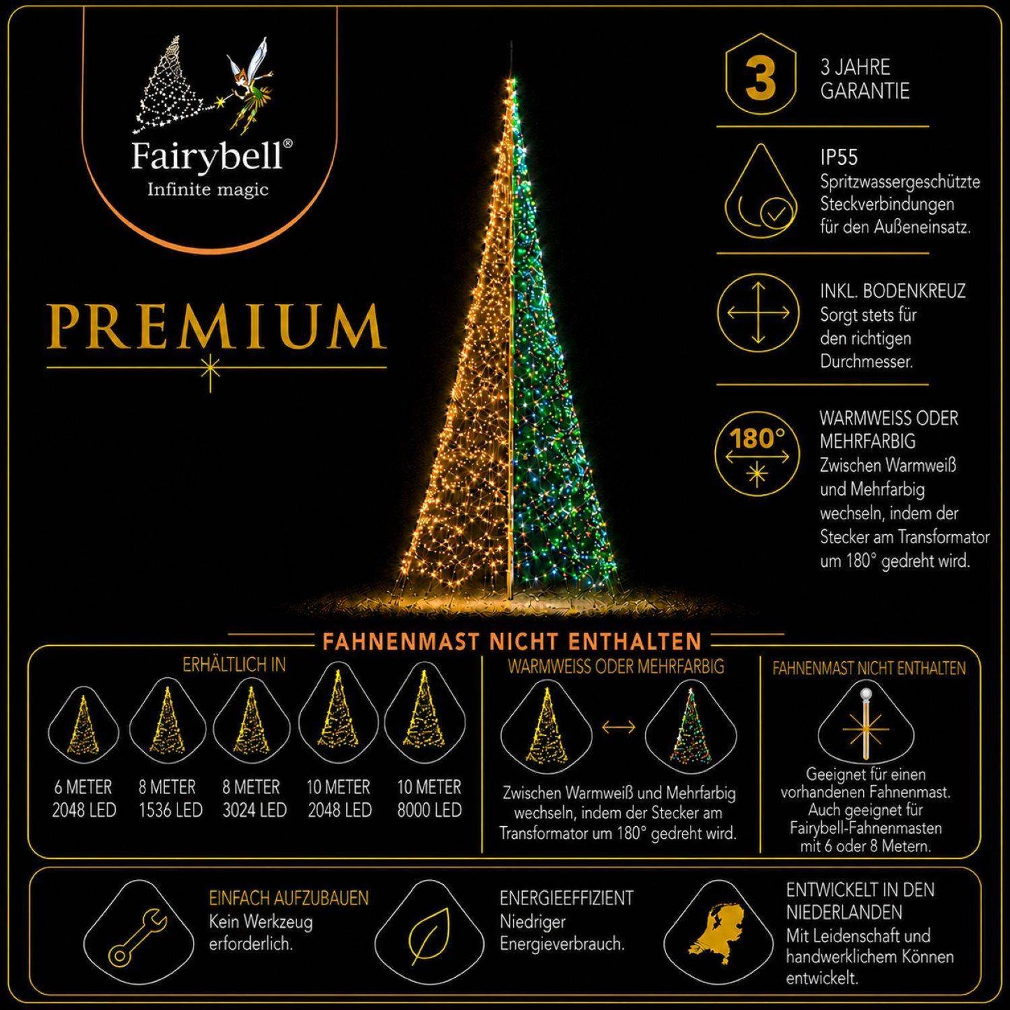 Fairybell Premium | 10 meter | 8000 LED-lampjes | Luminous Switch |