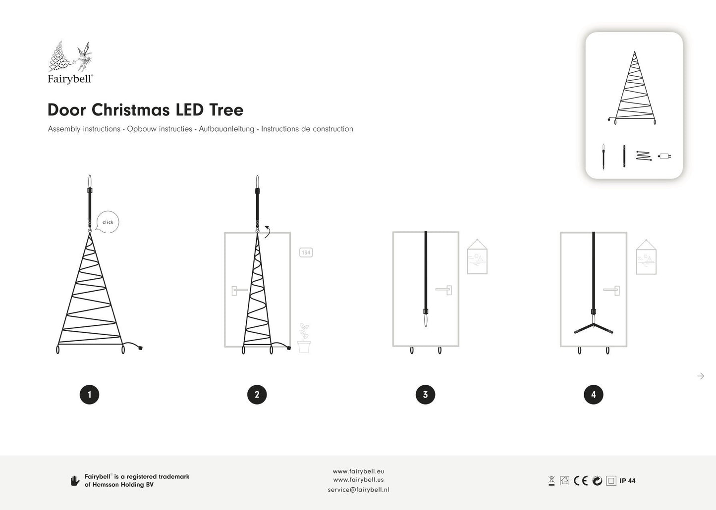Fairybell | Deurkerstboom | 210 cm | 120 LED-lampjes | Twinkling