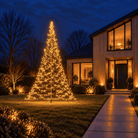 Animation of the Fairybell Premium 4 metre 1536 LED switching from warm white to multicolour in a front garden